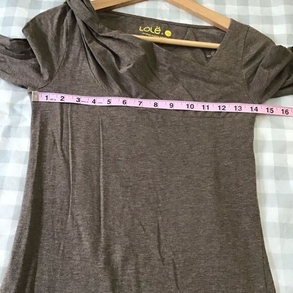 Lole Organic Cotton Dress Tan Eco Responsible Neutral Tone asymmetric XS - Picture 11 of 14